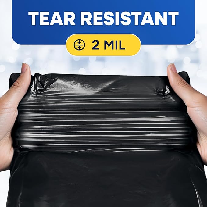 40-45 Gallon Trash Bags 2 Mil Heavy Duty Large Black Garbage Bags Fit Rubbermaid Brute Rollout Round 32-44 gal Trash Cans Liners Pack of 100
