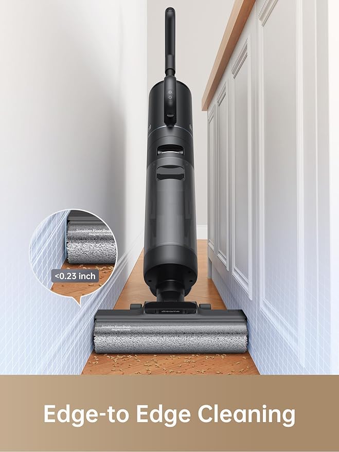 DREAME H12 Dual Vacuum Mop 4-in-1 Cordless Vacuum Mop Combo Wet Dry Vacuum Cleaner for Hard Floor Cordless Vacuum for Multi-Surface One-Step Self Cleaning with Hot Air Drying Black