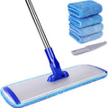 18 Professional Microfiber Mop Floor Cleaning System Flat Mop with Stainless Steel Handle 4 Reusable Washable Mop Pads Wet and Dust Mopping for Hardwood Vinyl Laminate Tile Cleaning