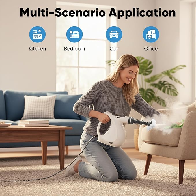 Saker Handheld Steam Cleaner NewPortable Steam Cleaner for Home1050W Steam Cleaner4 Fiber Cloths for Quick Heating &amp Deep Cleaning of Floors Cars and Kitchen