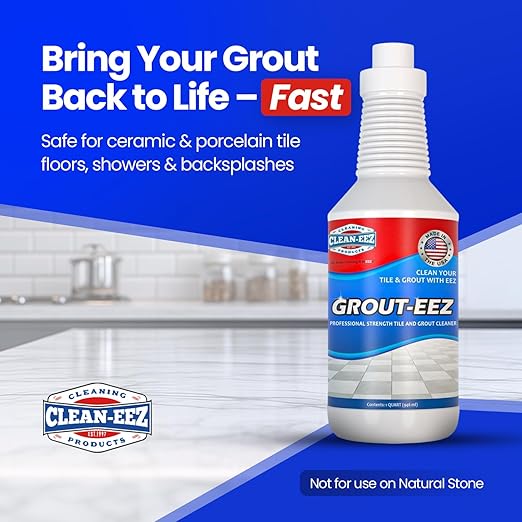 Clean-eez Grout-eez Super Heavy-Duty Grout Cleaner - Powerful Tile and Floor Stain Remover for Bathroom Kitchen and More - 32 oz.