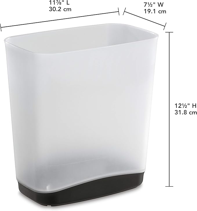 Sterilite 3.3 Gallon Slim Waste Basket Wastebasket Small Clear with Flat Gray base