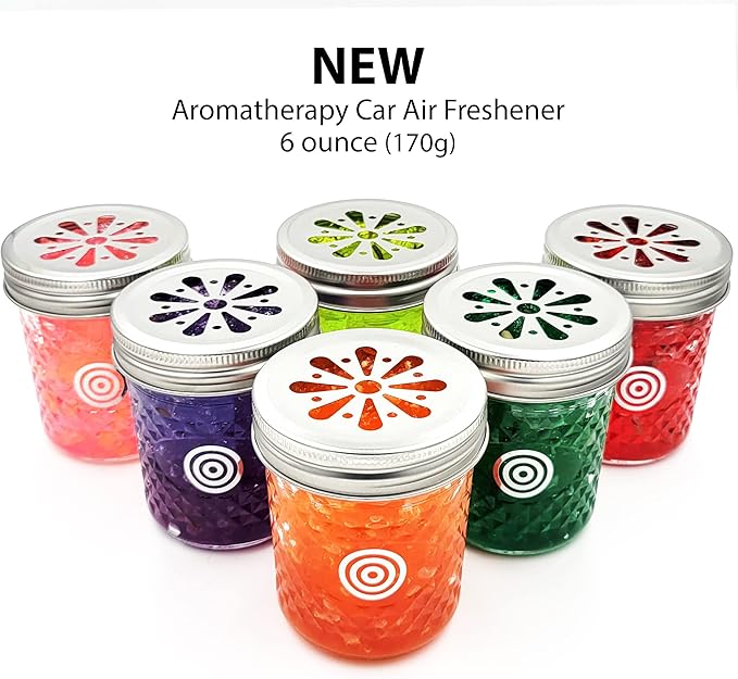 VIOIS Rose &amp Lavender Aromatherapy Car Air Freshener(Gel Type). Handcrafted Natural Air Freshener for Car Bedroom Bathroom &amp Office. Chemical Free &amp Non Toxic. Ball Mason 8 Ounce jar. (