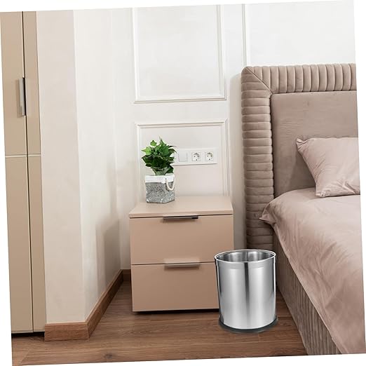 Office Bin Stainless Steel Trash Can Wastebasket Modern Table Trash Basket