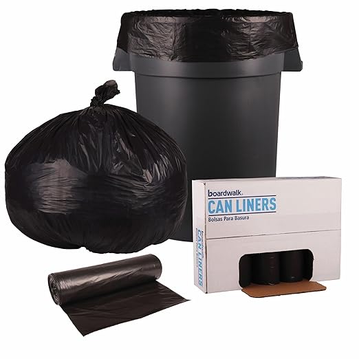Boardwalk Low-Density Waste Can Liners 45 gal 0.6 mil 40 x 46 Black 25 Bags/Roll 4 Rolls/Carton