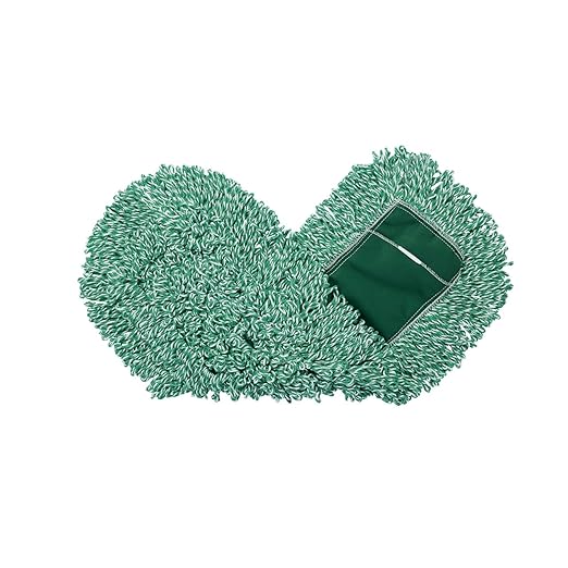 Rubbermaid Commercial Products Looped-End-Dust Mop Head Replacement Microfiber blend 24-inch Green Heavy Duty Industrial Wet Mop For Floor Cleaning Office/School/Stadium/Lobby/Restaurant