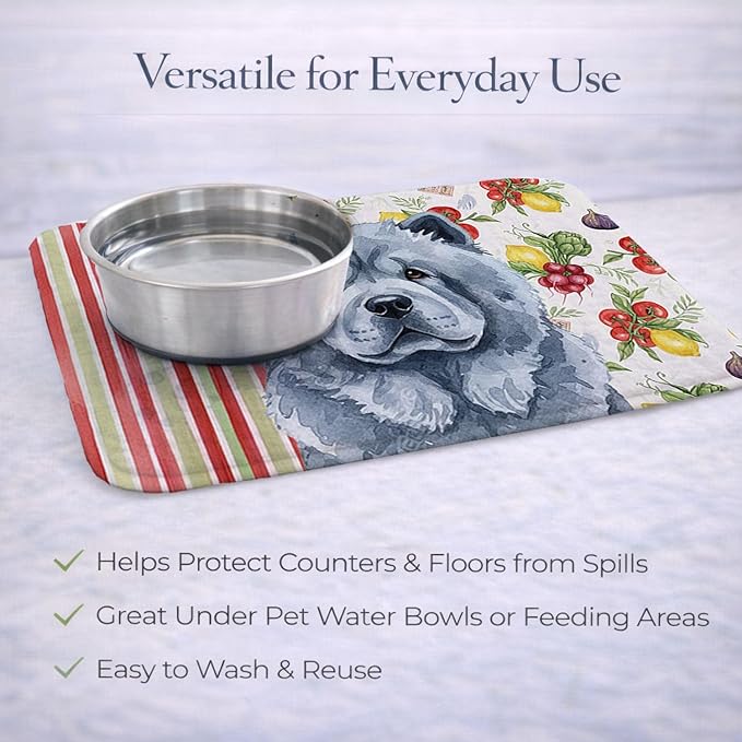 Caroline's Treasures Blue Chow Chow Vegetables Dish Drying Mat Absorbent Dish Drying Mat Pad for Kitchen Counter Dish Drainer Mat for Countertop 14 x 21 Multicolor