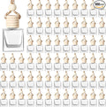 BBTO 100 Pcs Car Air Fresheners Diffuser with Wooden Cap Empty Aromatherapy Diffuser Clear Car Fragrance Holder Pendant Hanging Perfume Fresheners Bottles for Decor(CubeClear)
