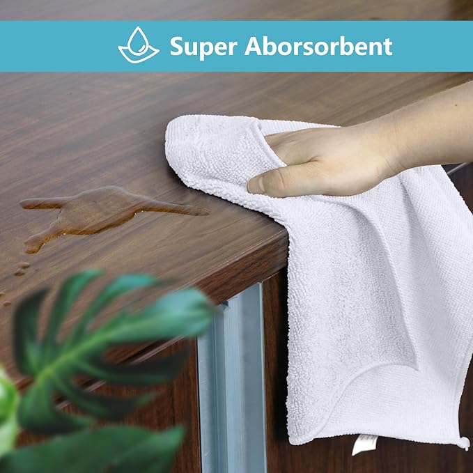 HOMEXCEL White Microfiber Cleaning Cloth 100 Pack Microfiber Towel for Cars Lint Free Scratch-Free Highly Absorbent and Cleaning Rags for House Window and Glass Cars TV Screen 11.5 X11.5 inch