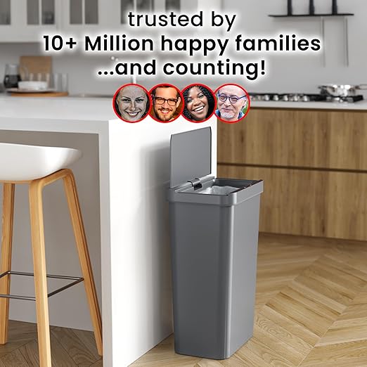 iTouchless Prime 13.2 Gallon Sensor Trash Can Slim and Space-Saving Durable Dent-Proof Construction Automatic Bin Great for Kitchen Home Office Business Garage Gray Color Plastic