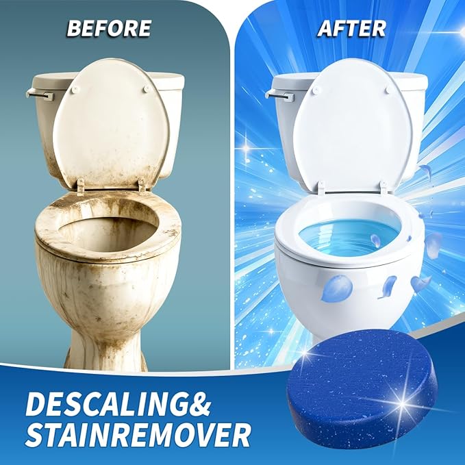 2025 New Toilet Cleaner - Includes 12ct Automatic Toilet Bowl Cleaner Tablets and 6pack Self Activating Cleaning Powder