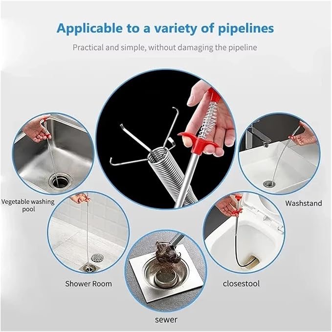 200cm Bendable Drain Clog Dredge Tools Water Sink Cleaning Hook Sewer Dredging Spring Pipe Hair Remover