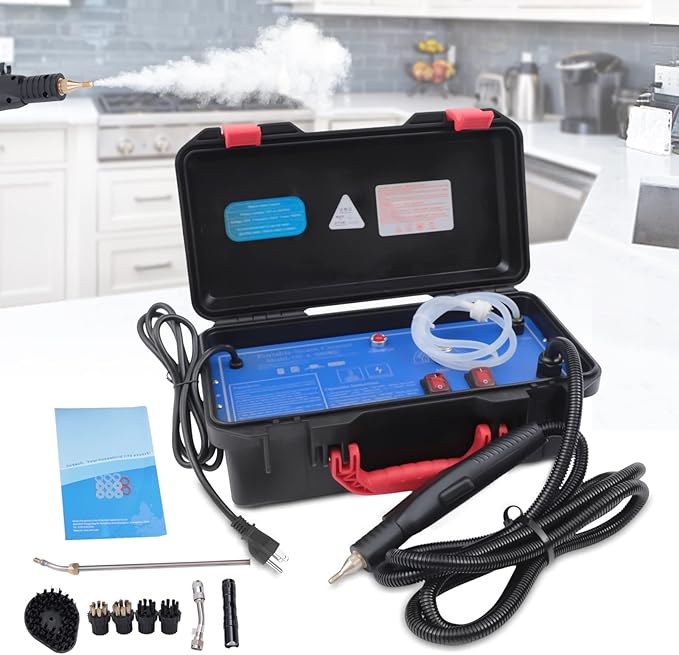 High Pressure Steam Cleaner 3-in-1 High Heat Steam Cleaner 1700W Power High Temp Portable Handheld Cleaning Machine for Car Detailing Tankless Heavy Duty for Home Use Kitchen Bathroom Grout Tile