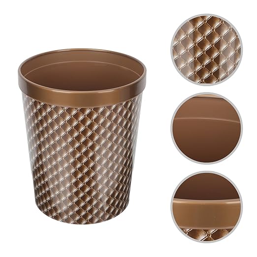Plastic Trash Bin with Pressed Rim Office and Bathroom Wastebasket Compact Sturdy Storage Container for Home and Office Use
