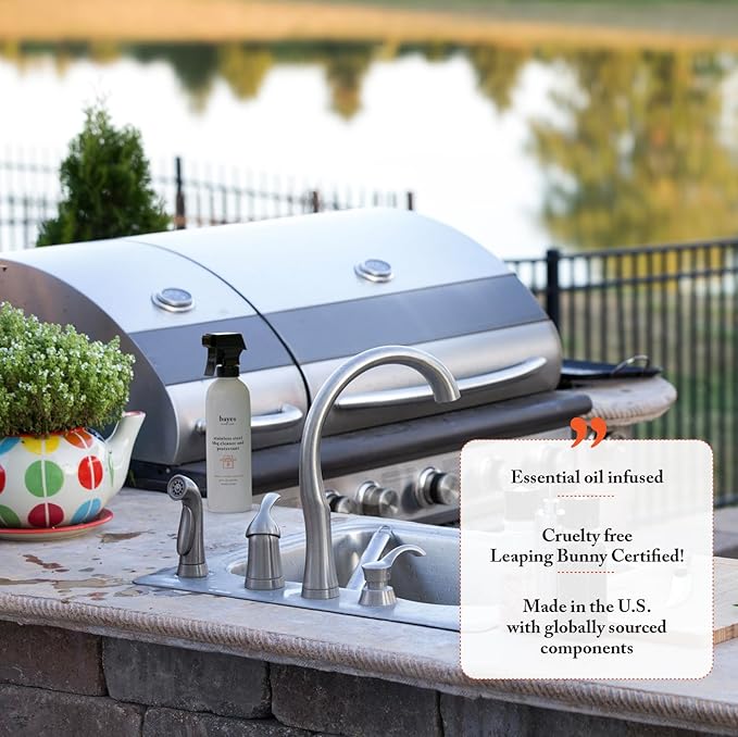 Bayes High-Performance Stainless Steel BBQ Exterior Cleaner and Protectant - Cleans Shines and Protects Stainless Steel Barbecue Surfaces Shields from Outdoor Elements - 16 oz 2-Pack
