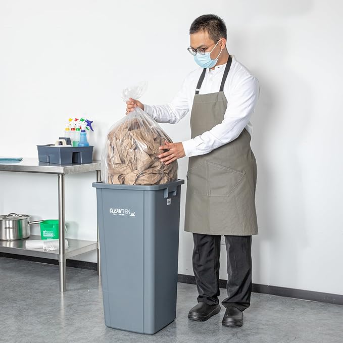 Restaurantware-RW Clean 20 Gallon Trash Bags 200 Standard-Duty Garbage Can Liners- Fits 20-30 Gallon Trash Cans Stretchable Clear Plastic Bin liners with Star Seal Bottom