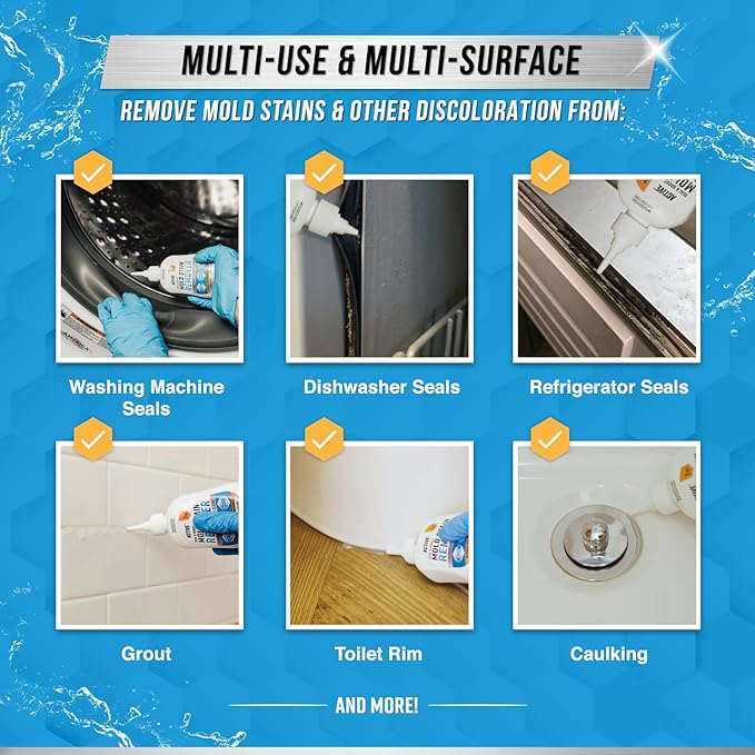 ACTIVE Mold Stain Remover and Jetted Tub Cleaner - Includes 7oz Mold Stain Remover Gel and 32oz Jetted Bathtub Cleaning Solution