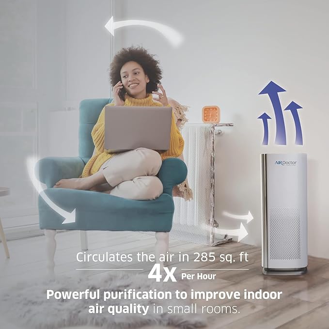 AIRDOCTOR AD1000 HEPA Air Purifier | Perfect for Guest Rooms Kids' Bedrooms and Home Offices | Circulates the Air in 285 sq. ft. 4x/hour