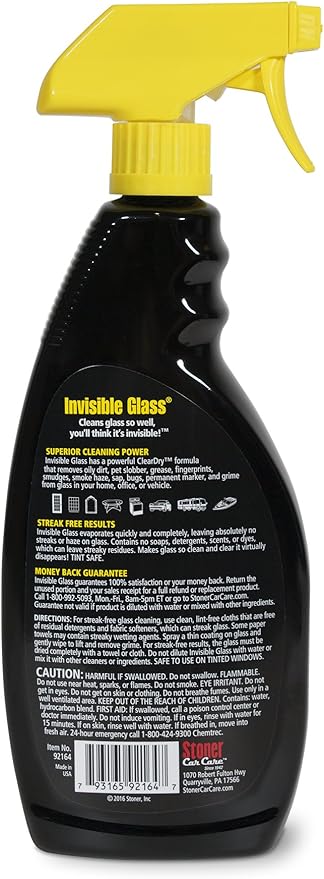 Invisible Glass 92164-6PK Premium Glass Cleaner Spray for Car Windshields and Windows Automotive and Home Window Cleaner Streak-Free Ammonia-Free Tint-Safe – 22 fl oz (Pack of 6)