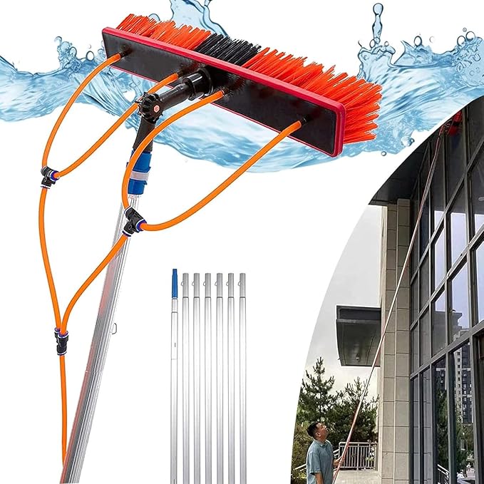 Water Fed Pole Kit &amp Outdoor Window Cleaner 5-12m Photovoltaic Panel Cleaning Tool Suitable for Cleaner Conservatory Roof Photovoltaic Panel Cleaning35cmHeadSliver-7m/22.97in