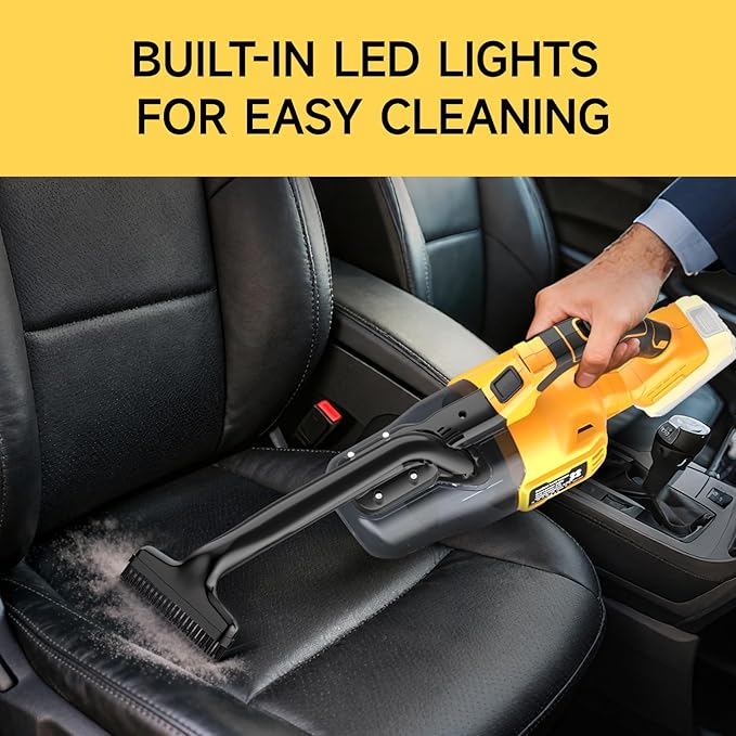 Cordless Vacuum Cleaner for Dewalt 20V Battery 500W Handheld Vacuum Cleaner with Washable Filter Portable Stick Vacuum for Floor Carpet Car Hardwood Pet Hair Home(Battery Not Included)