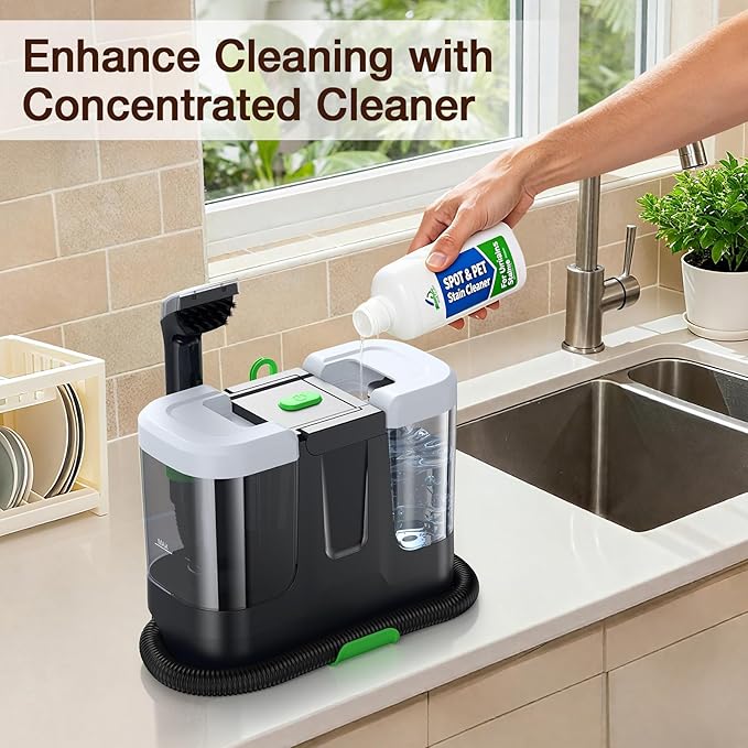 LABIGO Portable Carpet &amp Upholstery Cleaner 18Kpa Carpet Cleaner Machine for Deep Stain Removal Spot Cleaner for Pet Accidents Area Rugs Stairs Car Seats &amp Couches Includes Tools &amp S