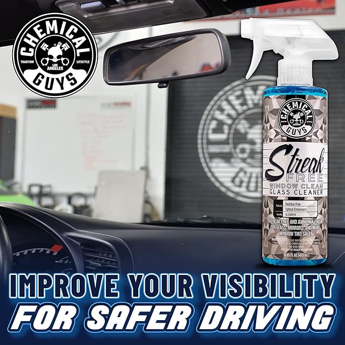 Chemical Guys CLD300 Streak Free Glass &amp Window Cleaner (For Glass Windows Mirrors Nav. Screens &amp More Car &amp Home) Ammonia Free &amp Safe on Tinted Windows 128 fl oz + ACC151 Spray