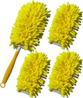 Microfiber Chenille Home Plastic Handle Dust Brush Ceiling Clean Multifunction Cleanninfg Tools Protable Car Removal Duster(Yellow)