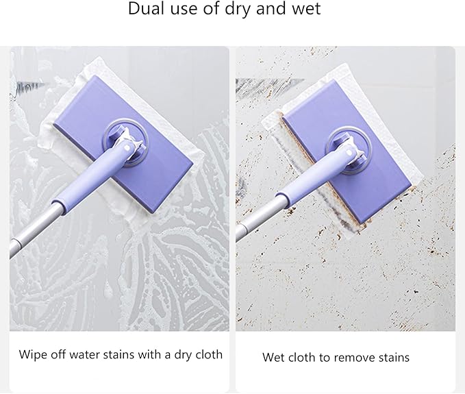 Small Floor Mop Sweeper Flat Mop with HandsFree Cloth Changing and 360°Swivel Head for Bathroom Tight Space Automatic Cloth Changing