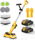qimedo 6000mAh Battery Cordless Electric Mop M3 Pro 800RPM Electric Power Scrubber &amp Mops for Floor Cleaning Automatic Spin Mops with Smart DisplayRotating Mop with LED Light &amp Water Spray