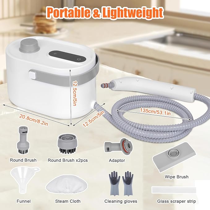 9 in 1 Handheld Steam Cleaner for Home Use Portable Steamer for Cleaning Multi-Function High Pressure Steam Cleaner for Car Detailing/Kitchen/Upholstery/Tile/Grout/Camping &amp All