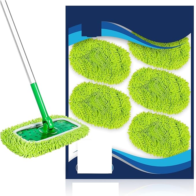 Reusable Mop Pads Compatible with  Microfiber Dry Sweeping Cloths Wet Refills 5 Pack