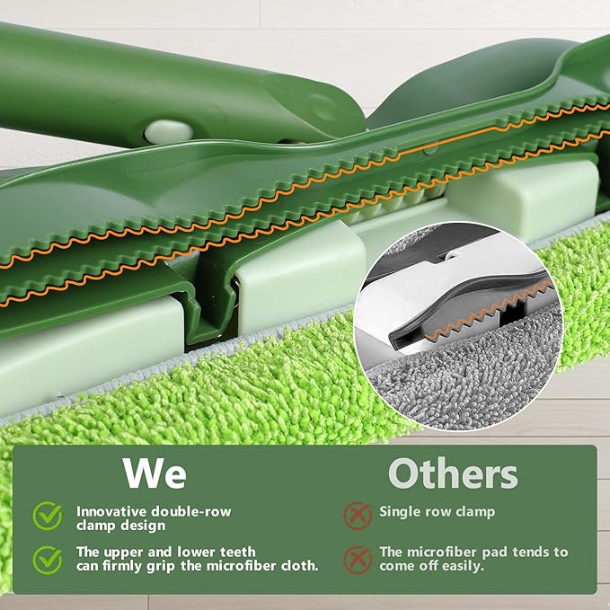 Masthome Microfiber Mops for Floor Cleaning with Washable Pads 4pcs&ampSpin Mop Bucket System with 3 Mop Pads - Home &amp Office Suitable