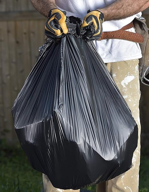 Aluf Plastics 55-60 Gallon 1 MIL Black Heavy Duty Garbage Bags - 38 x 58 - Pack of 400 - For Contractor Industrial Healthcare &amp Municipal