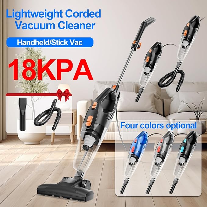 KIKETECH Cord Vacuum Cleaner Powerful Stick Vacuum with 45Mins Runtime 8 in 1 Vacuum Cleaners1.7 L Dust Cup Rechargeable Vacuum Pet for Hair Carpet HardfloorGrey (Black)
