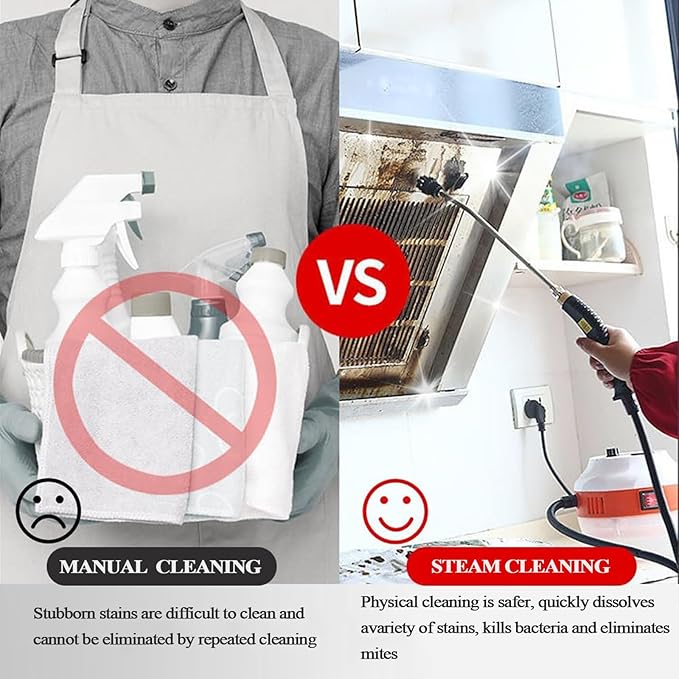 2500W Steam Cleaner High Pressure Handheld Steam Cleaner with 6-gears Adjustable Portable Steamer for Cleaning Home Car Upholstery Tile Grout Home(Style3)