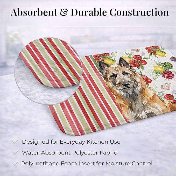 Caroline's Treasures Belgian Laekenois Vegetables Dish Drying Mat Absorbent Dish Drying Mat Pad for Kitchen Counter Dish Drainer Mat for Countertop 14 x 21 Multicolor