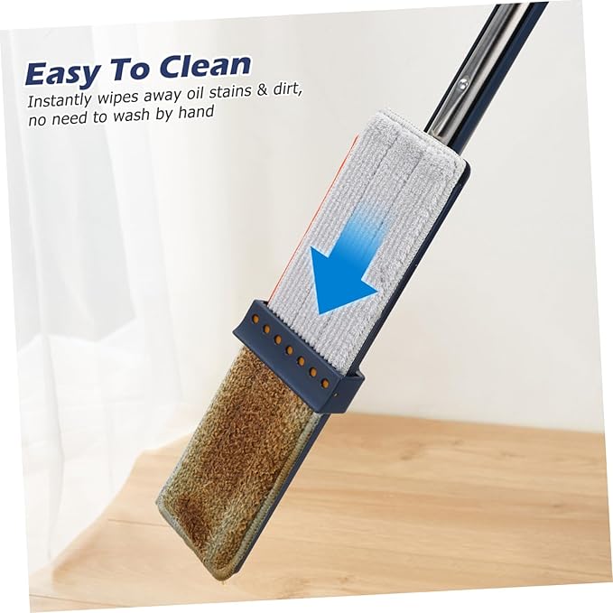 Large Flat Mop with Cleaning Compartment Non Wash Design Reusable Pads Thick Material for Strong Absorption Efficient Floor Cleaning Tool for Home Use
