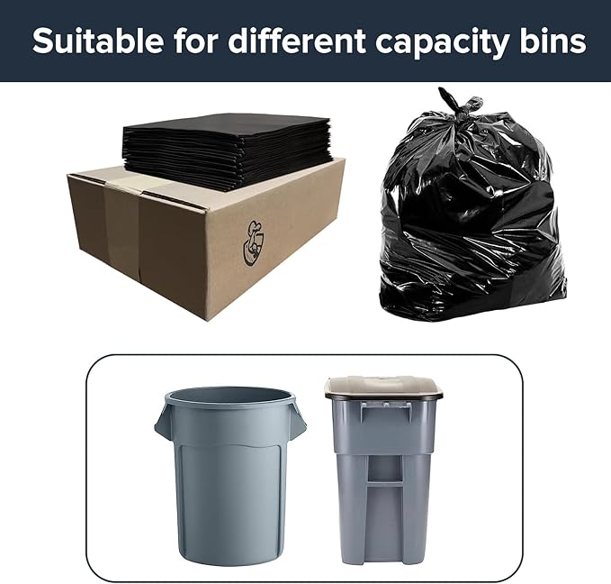 Generic 100 Pack -55-60 Gallon Heavy Duty Trash Can Bags - 2 Mil Thickness Ultra Durable Leak Proof Black -large yard waste bagsIdeal for Kitchen Commercial Building - Made in the USA-21