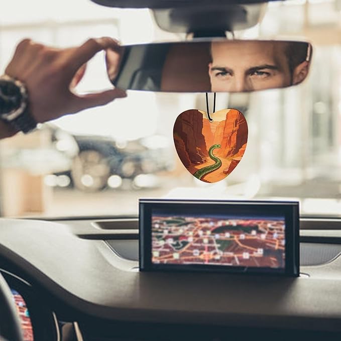 5PCS Car Air Freshener Hanging Personalized Double Sided Snake Canyon Car Fresheners Long Lasting New Cars Scents Cute Automotive Freshies for Closets Drawers (tea)