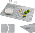 NiHome Large Stone Drying Mat for Kitchen Counter 24x16 Quick Dry Diatomaceous Earth Kitchen Mats - Fast Absorbent Non-Slip Dirt-Resistant Stone Dish Drying Mat for Dishes Bottles Cups Bathroom