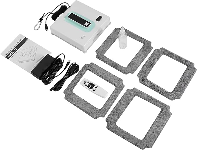 72W Window Cleaning Robot Manual/Automatic Window Vacuum Cleaner Electric Dual Spray Window Cleaner 3 Mode Low Noise Window Cleaning Machine w/Remote Control for 30-50㎡ (White + Light Green)