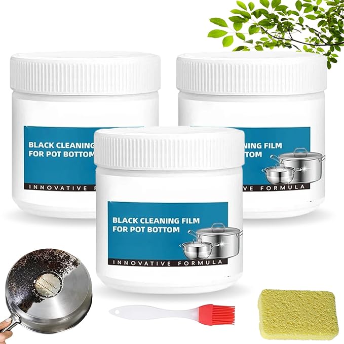 Powerful Burnt Residue Remover Paste for Cookware Stainless Steel Scratch Remover Black Cleaning Film for Pot Bottom Pan Cleaner for All Cookware Material Surface-Friendly and Scratch-Free (3pcs)