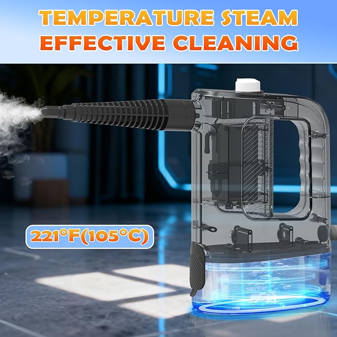 Steam Cleaner 3-Level Adjustable Handheld Steam Cleaner 15s Heat-Up 400ML Large Capacity Steamer Cleaning with 14 pcs Accessories Portable Steam Cleaner for Home for Dirt Grease TileFloor Car