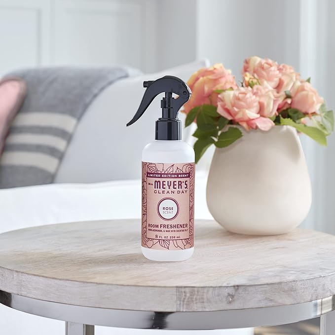 MRS. MEYER'S CLEAN DAY Room and Air Freshener Spray Non-Aerosol Spray Bottle Infused with Essential Oils Rose 8 fl. oz
