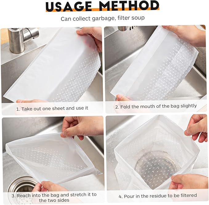 VICASKY 150 Pcs Self Standing Garbage Bags for Kitchen Sink Strainer Transparent Trash Bags for Daily Use Upright Waste Bin Liners for Bathroom Bedroom Office Food Scrap Disposal