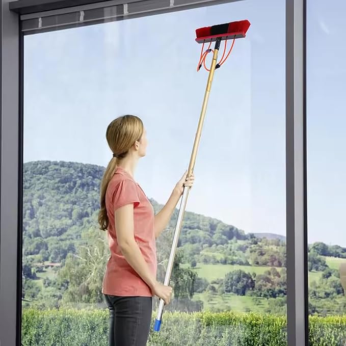 Telescopic Windows Cleaner Brush Solar Panel Windows Cleaning Brush Pole Extendable Water Fed Pole Kit for Roof Cleaning Photovoltaic and Solar Panels600cm