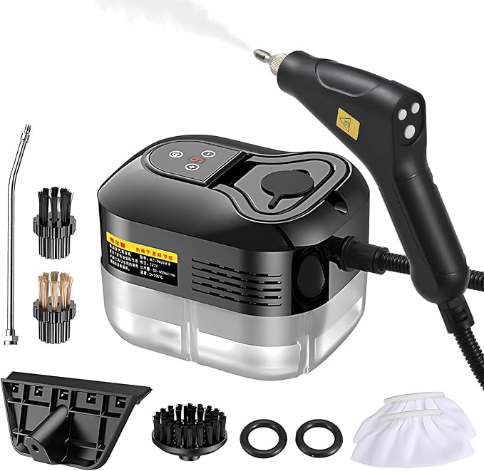 Decdeal Handheld Steam Cleaner with 6pcs Accessories Touch Screen 6 Levels Adjustable 105℃/221℉ Deep Cleaning Steamer with Portable Handle 1200ml/40.5oz Water Tank