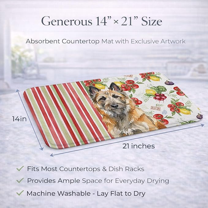 Caroline's Treasures Belgian Laekenois Vegetables Dish Drying Mat Absorbent Dish Drying Mat Pad for Kitchen Counter Dish Drainer Mat for Countertop 14 x 21 Multicolor