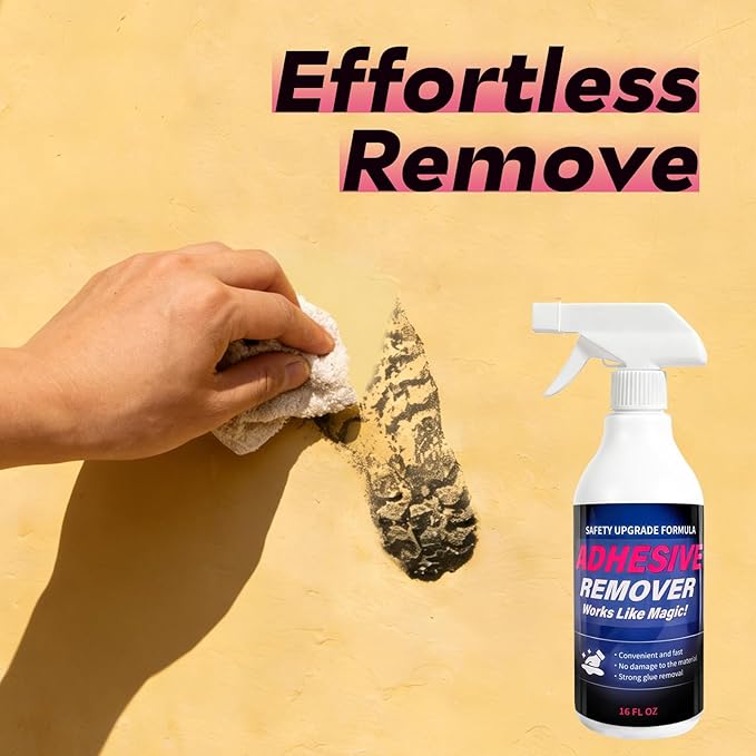 Adhesive Remover Spray for Sticky Residue - Heavy Duty Sticker Eraser for Cars Glass Plastic Metal - Cleans Decals Glue Crayon Tar Gum &amp Labels - Surface Safe Formula